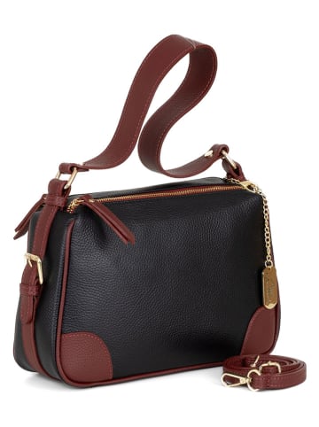 Anna Morellini Leren schoudertas "Andreina" zwart/roodbruin - (B)30 x (H)20 x (D)12 cm