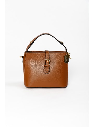 Anna Morellini Leder-Schultertasche "Adelma" in Hellbraun - (B)25 x (H)20 x (T)14 cm