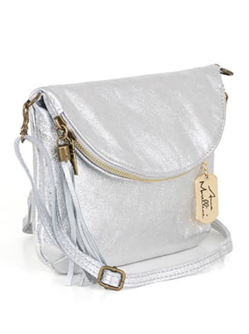 Anna Morellini Leren schoudertas "Beverly" zilverkleurig - (B)22 x (H)18 x (D)2 cm