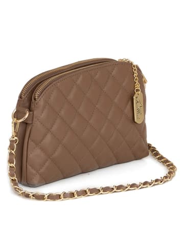 Anna Morellini Leder-Umhängetasche "Geltrude" in Taupe - (B)26 x (H)16 x (T)6 cm
