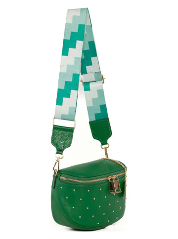 Anna Morellini Leren borstbuidel "Domenica" groen - (B)19 x (H)15 x (D)8 cm