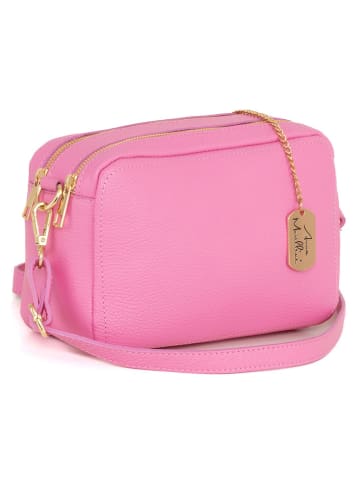 Anna Morellini Skórzana torebka "Pippa" w kolorze różowym - 25 x 16 x 6 cm