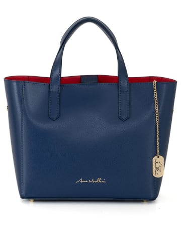 Anna Morellini Leder-Henkeltasche "Battista" in Dunkelblau - (B)29 x (H)14 x (T)14 cm