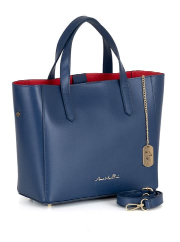 Anna Morellini Leren handtas "Battista" donkerblauw - (B)29 x (H)14 x (D)14 cm