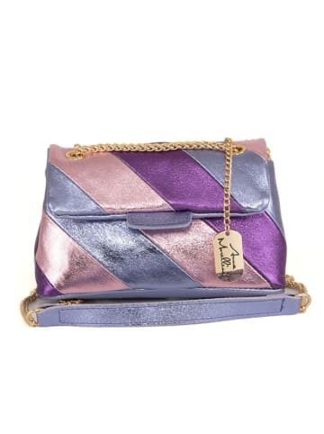 Anna Morellini Leder-Umhängetasche "Bettina" in Lila/ Rosa/ Hellblau - (B)22 x (H)19 x (T)8 cm