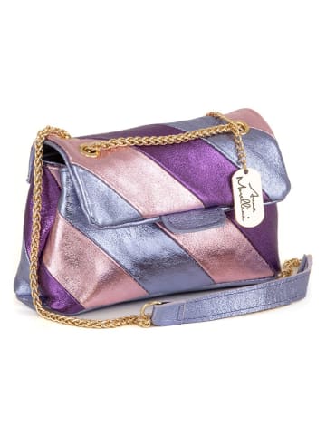 Anna Morellini Leren schoudertas "Bettina" paars/lichtroze/lichtblauw - (B)22 x (H)19 x (D)8 cm