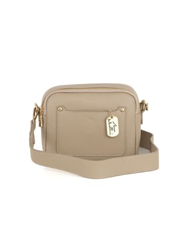 Anna Morellini Leder-Umhängetasche "Aldina" in Taupe - (B)22 x (H)18 x (T)11 cm