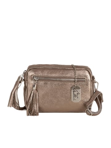 Anna Morellini Leder-Umhängetasche "Abriana" in Hellbraun - (B)20 x (H)16 x (T)8 cm