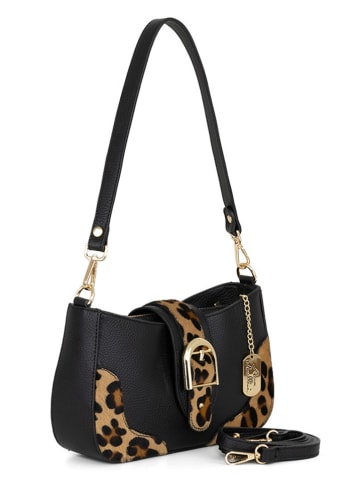 Anna Morellini Leren schoudertas "Lora" zwart - (B)28 x (H)16 x (D)8 cm