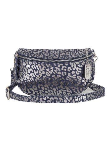 Anna Morellini Leder-Brustbeutel "Romola" in Dunkelblau/ Silber - (B)25 x (H)14 x (T)1 cm
