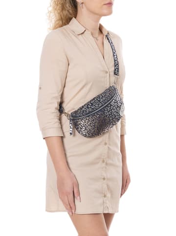 Anna Morellini Leder-Brustbeutel "Romola" in Dunkelblau/ Silber - (B)25 x (H)14 x (T)1 cm