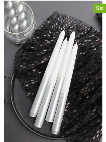 Lucky Bees 4er-Set: Stabkerzen in Weiß/ Silber - 4x 65 g