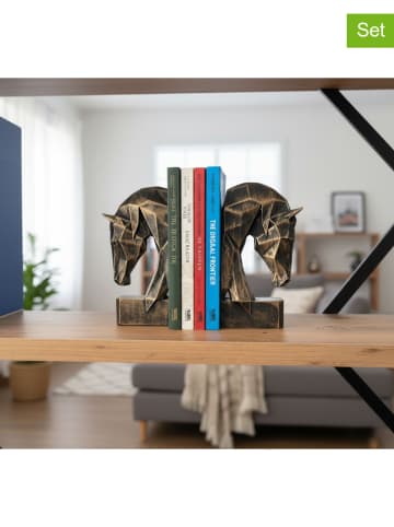 Lucky Bees 2er-Set: Buchstützen in Schwarz/ Gold - (L)20 cm in Schwarz/ Gold