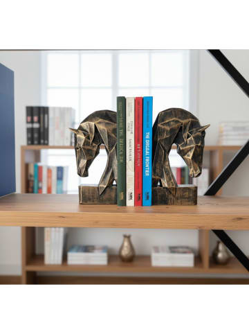 Lucky Bees 2-delige set: boekensteunen zwart/goudkleurig - (L)20 cm