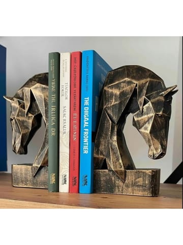 Lucky Bees 2er-Set: Buchstützen in Schwarz/ Gold - (L)20 cm in Schwarz/ Gold