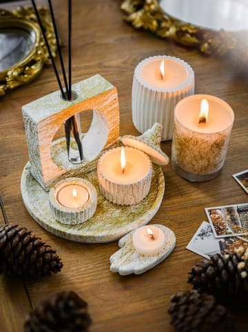 Lucky Bees 7-delige set: deco- & geurkaarsenset wit/goudkleurig