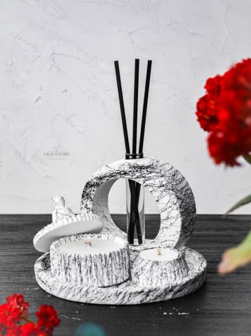 Lucky Bees 4-delige set: deco- & geurkaarsenset wit/zwart