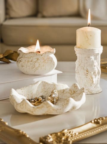 Lucky Bees 3-delige set: deco- & geurkaarsenset wit/goudkleurig