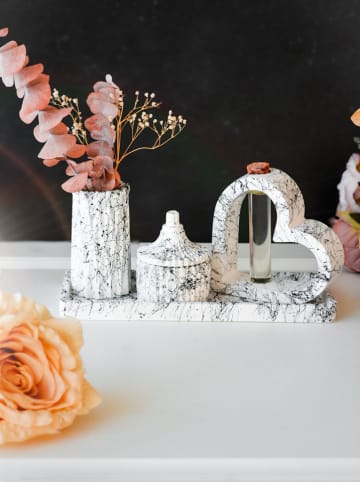 Lucky Bees 4-delige set: deco- & geurkaarsenset wit/zwart