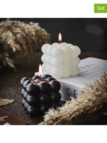 Lucky Bees 2-delige set: geurkaarsen wit/zwart - 2x 150 g