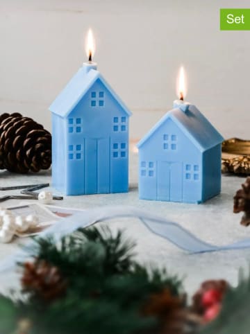 Lucky Bees 2er-Set: Duftkerzen in Hellblau in Hellblau