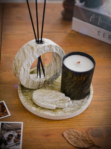 Lucky Bees 4-delige set: deco- & geurkaarsenset wit/goudkleurig/zwart