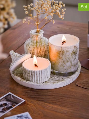 Lucky Bees 4-delige set: deco- & geurkaarsenset wit/goudkleurig