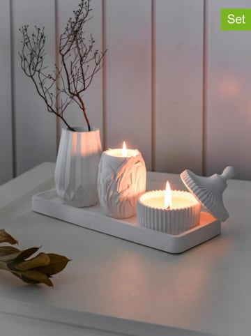 Lucky Bees 4-delige set: deco- & geurkaarsenset wit