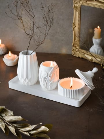 Lucky Bees 4tlg. Deko- & Duftkerzen-Set in Weiß