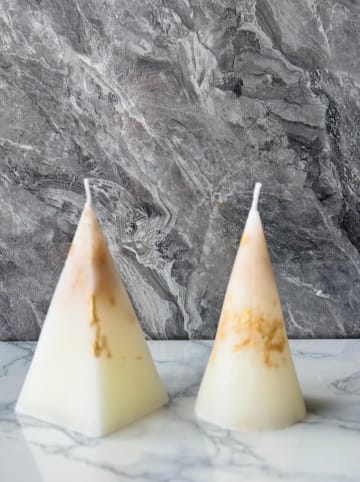 Lucky Bees 2er-Set: Kerzen in Beige/ Creme