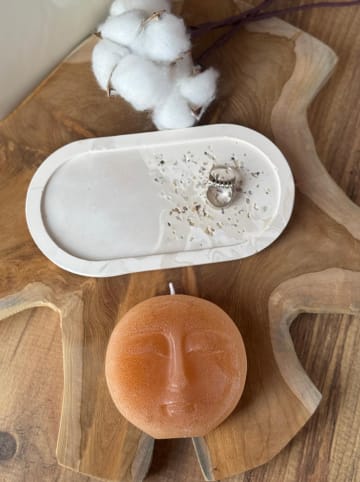 Lucky Bees 2tlg. Set: Tablett und Kerze in Orange/ Weiß