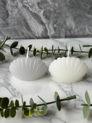 Lucky Bees 2-delige set: kaarsen grijs/wit - 2x 60 g