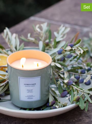 Lucky Bees 2er-Set: Duftkerzen ''Citrus Sage'' in Grün