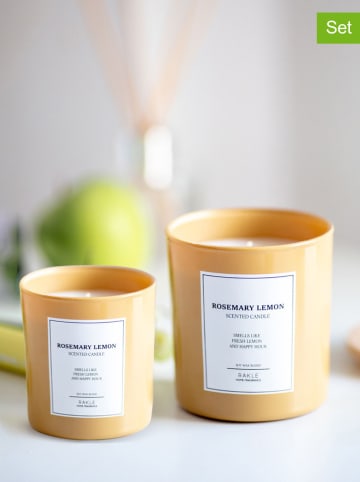 Lucky Bees Świece zapachowe (2 szt.) "Rosemary Lemon" w kolorze żółtym
