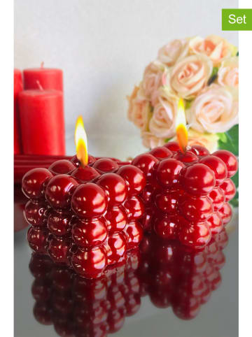 Lucky Bees 2-delige set: kaarsen rood - (B)5 x (H)5 x (D)5 cm