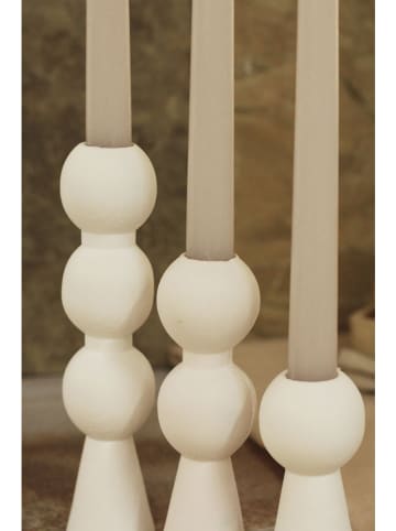 Lucky Bees 6tlg. Set: Stabkerzen & Kerzenhalter in Weiß/ Beige