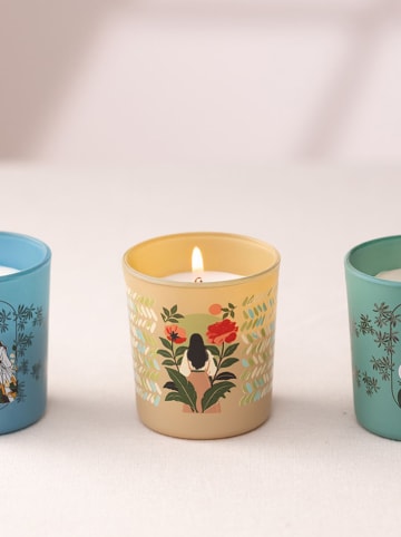 Lucky Bees 3er-Set: Duftkerzen in Blau/ Beige/ Grün - 3x 100 g