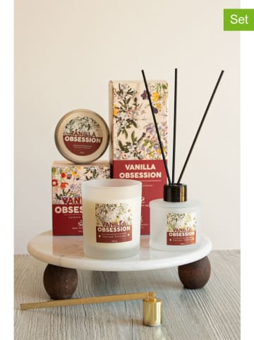 Lucky Bees 3-delige set: luchtverfrisser en geurkaarsen ''Vanilla Obsession''