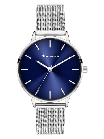 Tamaris Kwartshorloge zilverkleurig/blauw