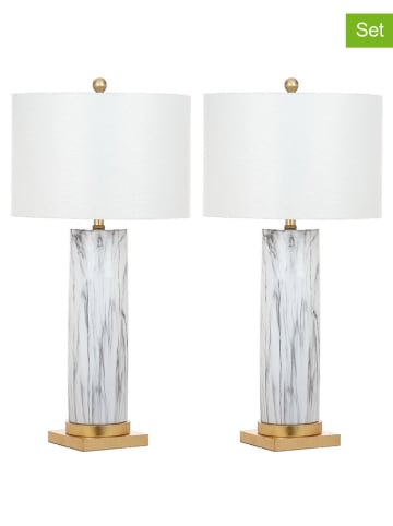 Safavieh Lampy stołowe LED (2 szt.) w kolorze biało-czarnym - wys. 79 x Ø 38 cm