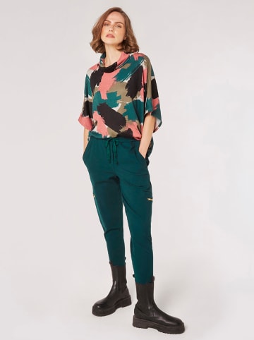 Apricot Longsleeve in Petrol/ Hellbraun/ Pink