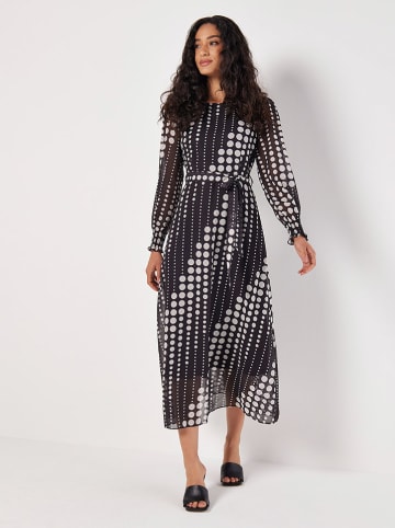 Apricot Kleid in Aubergine/ Weiß