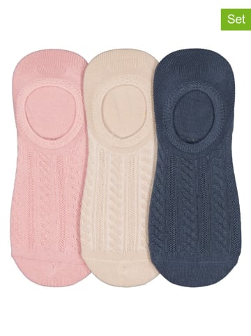 Lemon socks 3er-Set: Füßlinge in Rosa/ Beige/ Dunkelblau