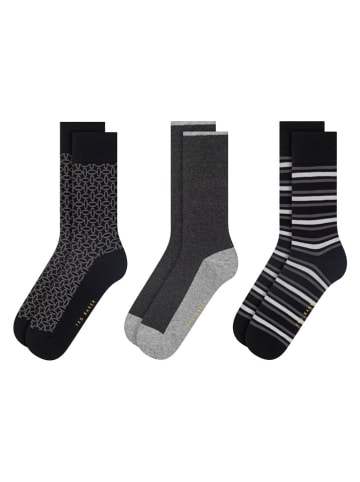 Ted Baker 3er-Set: Socken in Anthrazit/ Schwarz