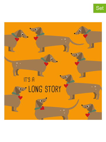ppd 2er-Set: Servietten ''Long Story'' in Orange/ Hellbraun - 2x 20 Stück