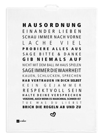 ppd Geschirrtuch "Hausordnung" in Weiß/ Schwarz - (L)70 x (B)50 cm