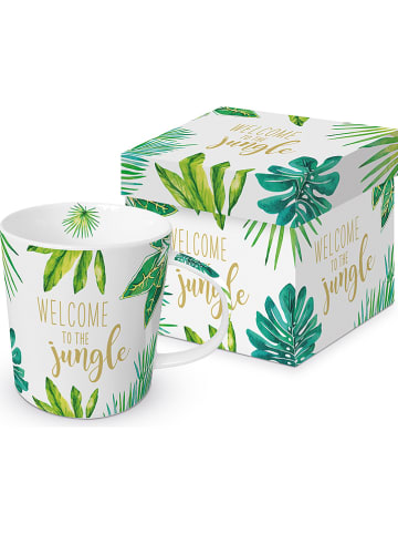 ppd Kubek jumbo "Jungle" w kolorze biało-zielonym - 350 ml