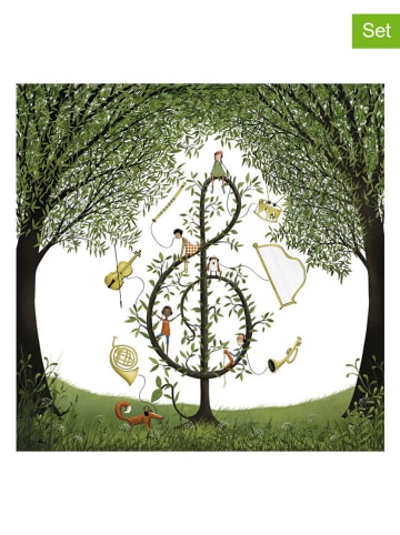 ppd Serwetki (40 szt.) "Music" w kolorze biało-zielonym