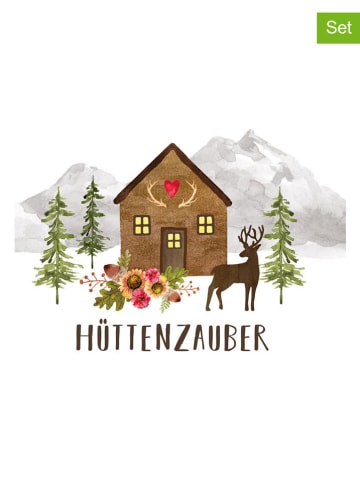 ppd 2er-Set: Servietten "Hüttenzauber" in Weiß/ Hellbraun/ Grün - 2x 20 Stück