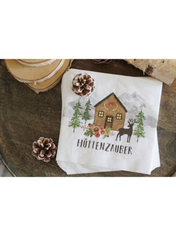 ppd 2er-Set: Servietten "Hüttenzauber" in Weiß/ Hellbraun/ Grün - 2x 20 Stück
